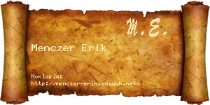 Menczer Erik névjegykártya